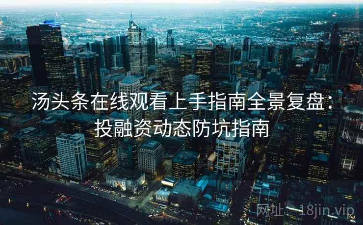 汤头条在线观看上手指南全景复盘：投融资动态防坑指南